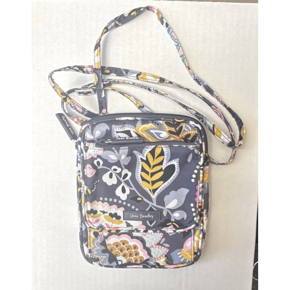Vera Bradley Floral Small Crossbody Bag Zip Closure Adjustable Strap Charm
